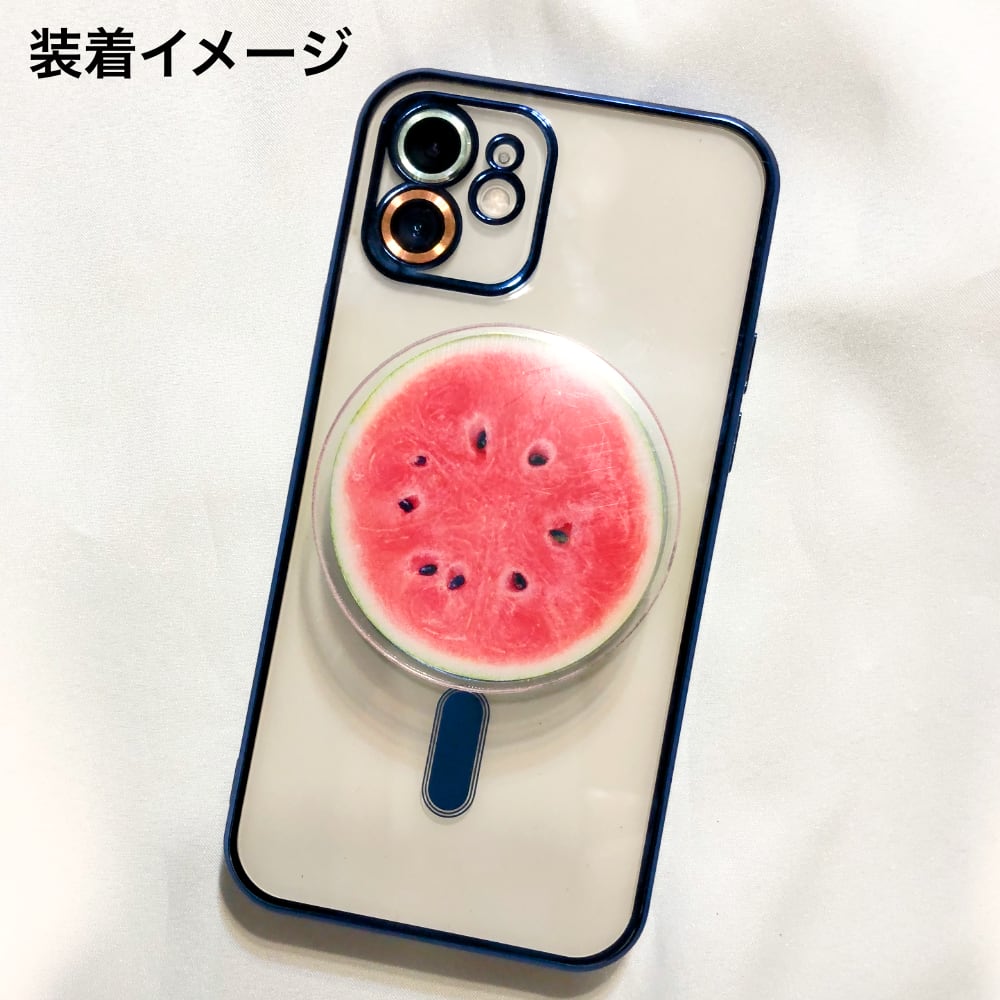 スライスカット スマホグリップ スマホスタンド グリップトック フルーツ 野菜 MagSafe対応タイプ 強力接着ジェルシートタイプ オリジナル スマホリング スタンド iPhone マグネット 落下防止
