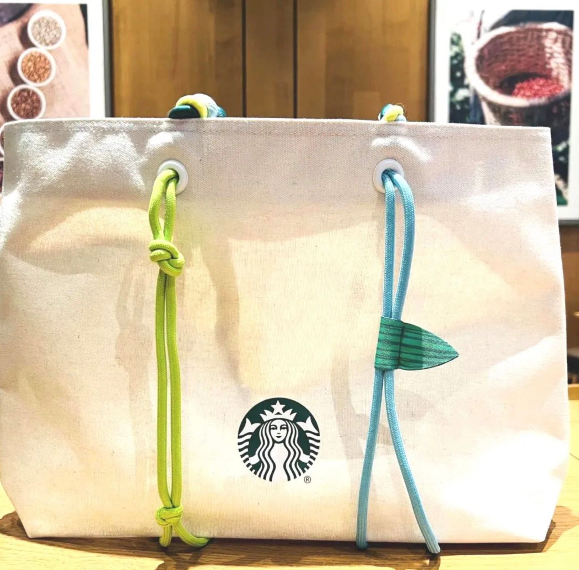 海外限定 中国限定モデル Starbucks スターバックス 2023年6月 旧暦 端午の節句限定トートバッグ ベージュ