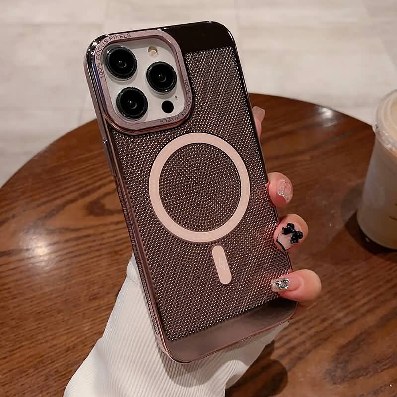 iPhone 15 シリーズ対応 MagSafe対応 キラキラ網目模様 カラフルケース PC+TPU