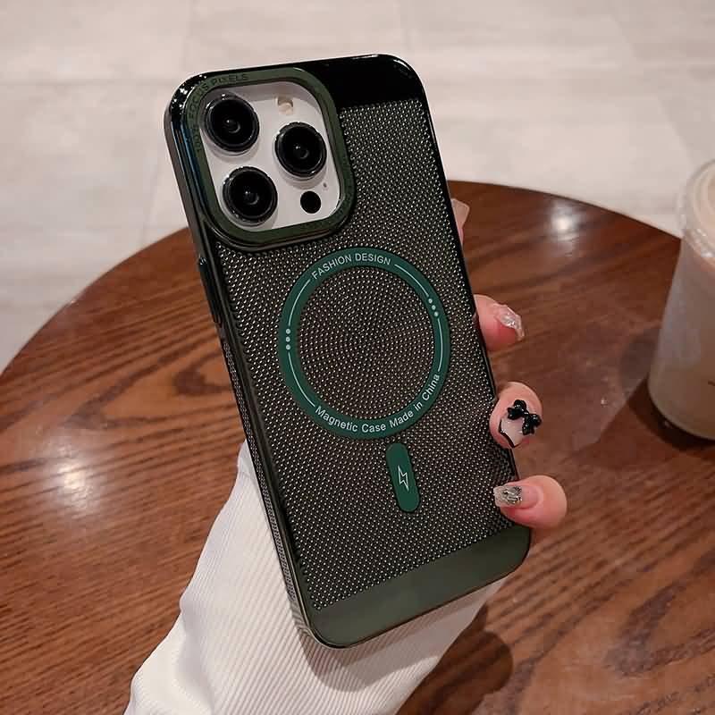 iPhone 15 シリーズ対応 MagSafe対応 キラキラ網目模様 カラフルケース PC+TPU