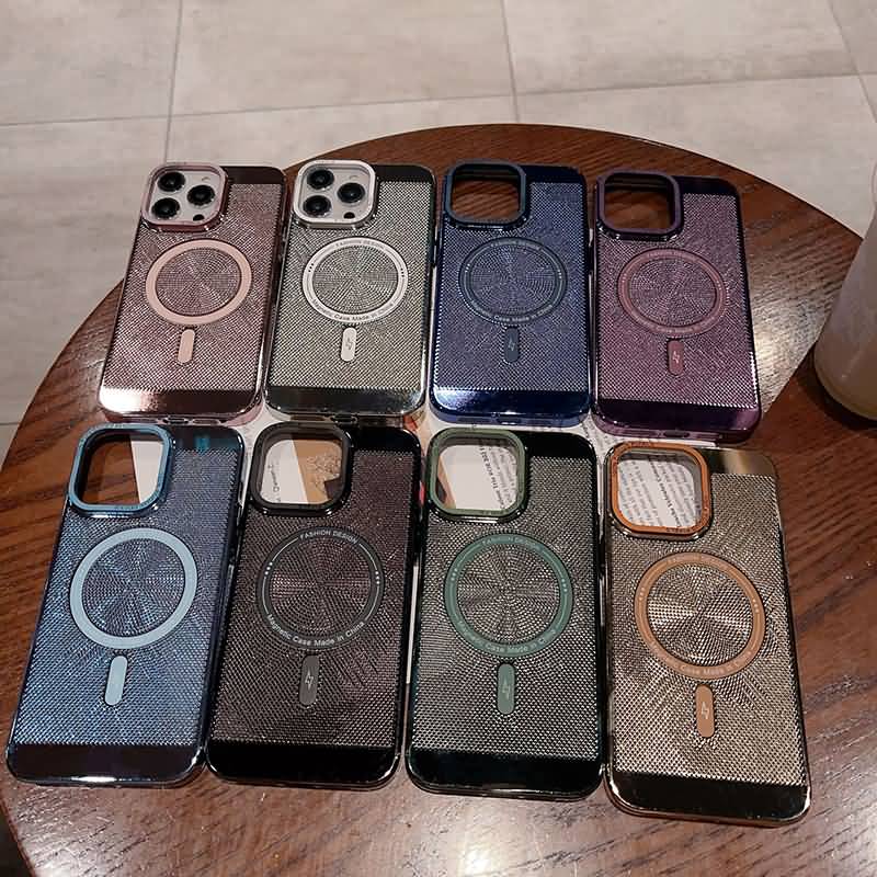 iPhone 15 シリーズ対応 MagSafe対応 キラキラ網目模様 カラフルケース PC+TPU