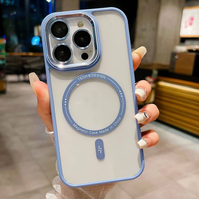 iPhone15 シリーズ対応 MagSafe対応 背面透明 シンプルカラフルケース PC+TPUハイブリッドケース