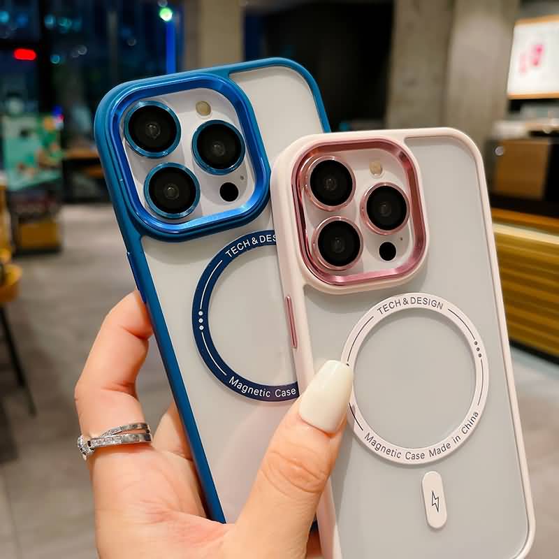 iPhone15 シリーズ対応 MagSafe対応 背面透明 シンプルカラフルケース PC+TPUハイブリッドケース