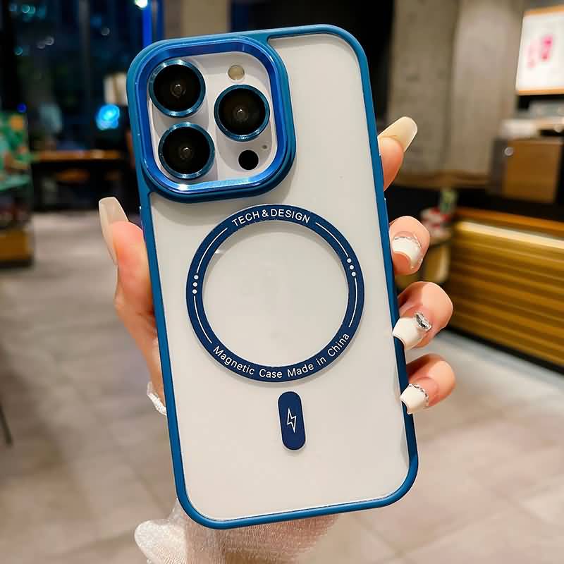 iPhone15 シリーズ対応 MagSafe対応 背面透明 シンプルカラフルケース PC+TPUハイブリッドケース