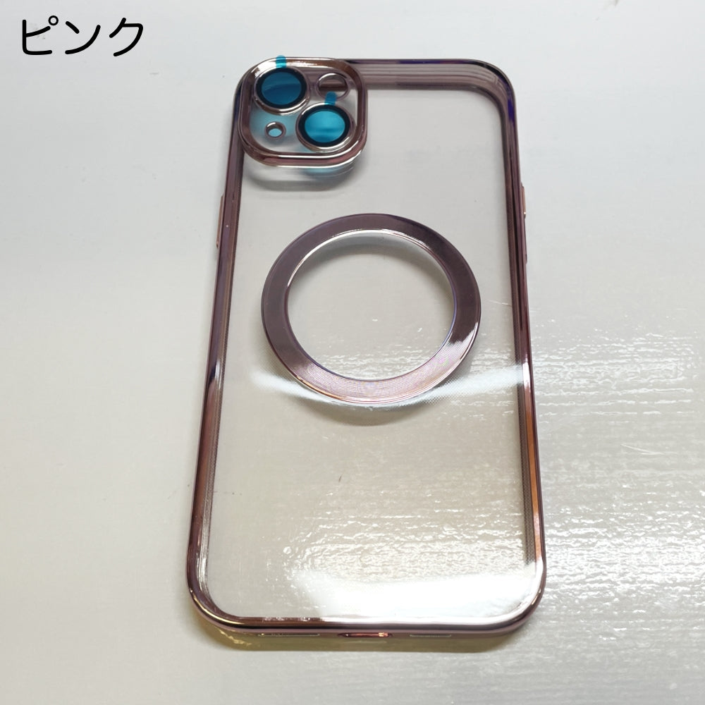 Magsafe対応 iPhone 14 Pro Max Plus フチがキラキラTPUケース カメラレンズ保護 マグセーフソフトカバー 透明 マグセーフ スマホケース 韓国 かわいい おしゃれ 全7色 iPhone13シリーズ