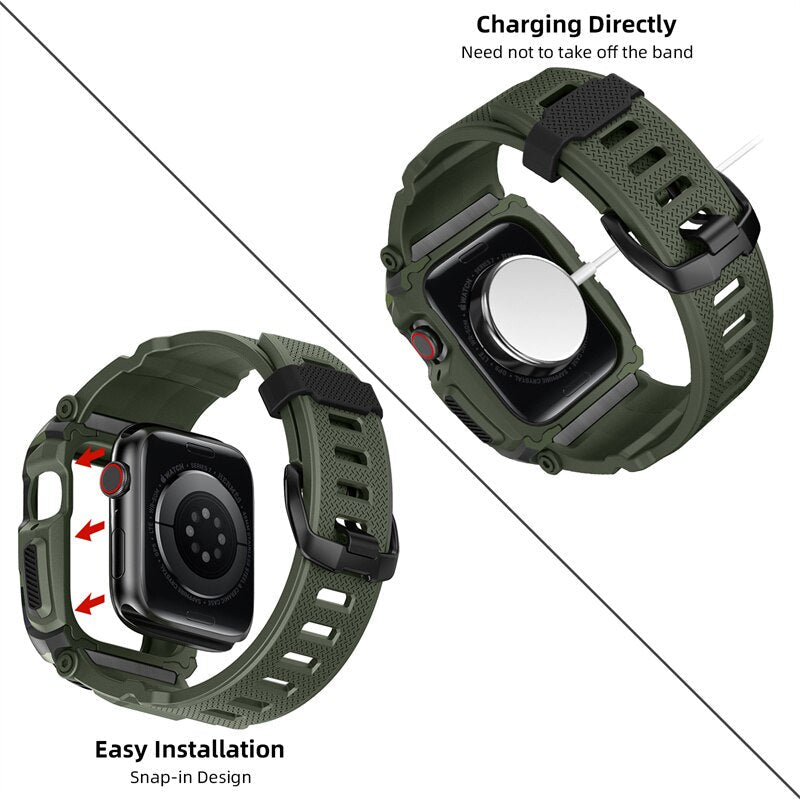 Apple Watch 45mm/44mm/42mm用耐衝撃ケース一体型ラグドバンド