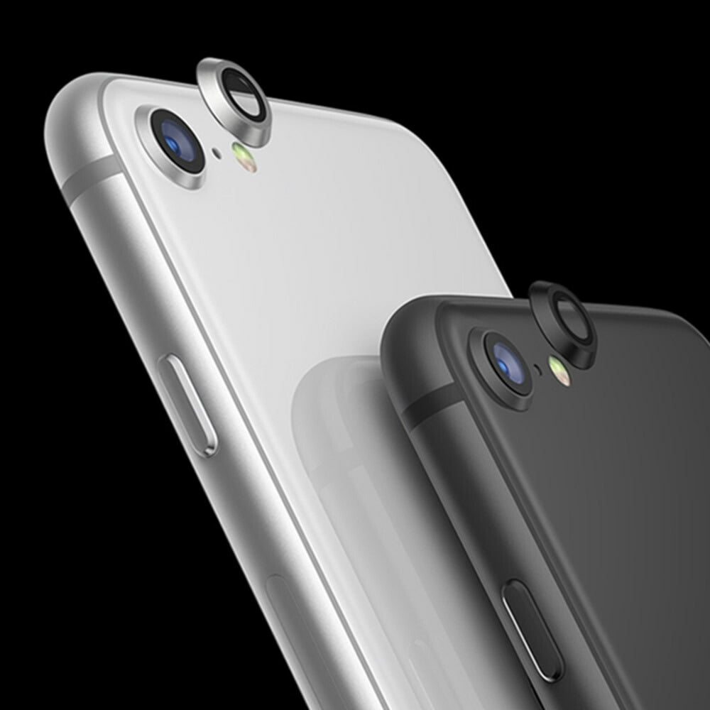 iPhone7/8/SE2/SE3用カメラレンズ保護アルミプロテクターフィルムアルミニウムカメラレンズカバー強化ガラス保護フィルム