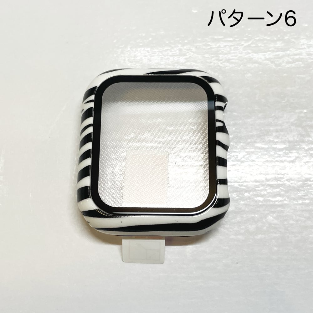 Apple Watch ガラス ケースアニマル柄 40mm.41mm.44mm.45mm 耐衝撃 PU+9H強化ガラス 全7色