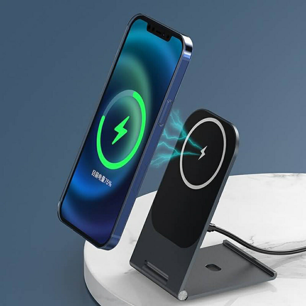 MagSafe対応アルミスタンド折りたたみ式薄型スタンドホルダiPhone12ProMaxmini卓上iPhoneスタンドマグセーフ充電対応360度回転持ち運び便利多角度調整可能全2色
