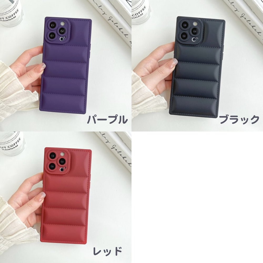 iPhone 14 シリーズ対応 ダウンジャケット風ぷにぷにスクエアソフトケース 四角いソフトケース