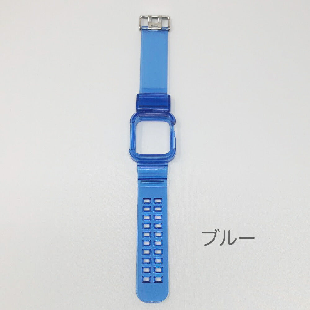 AppleWatch42/44mm38/40mm用ケース一体型クリアバンドアップルウォッチ交換用