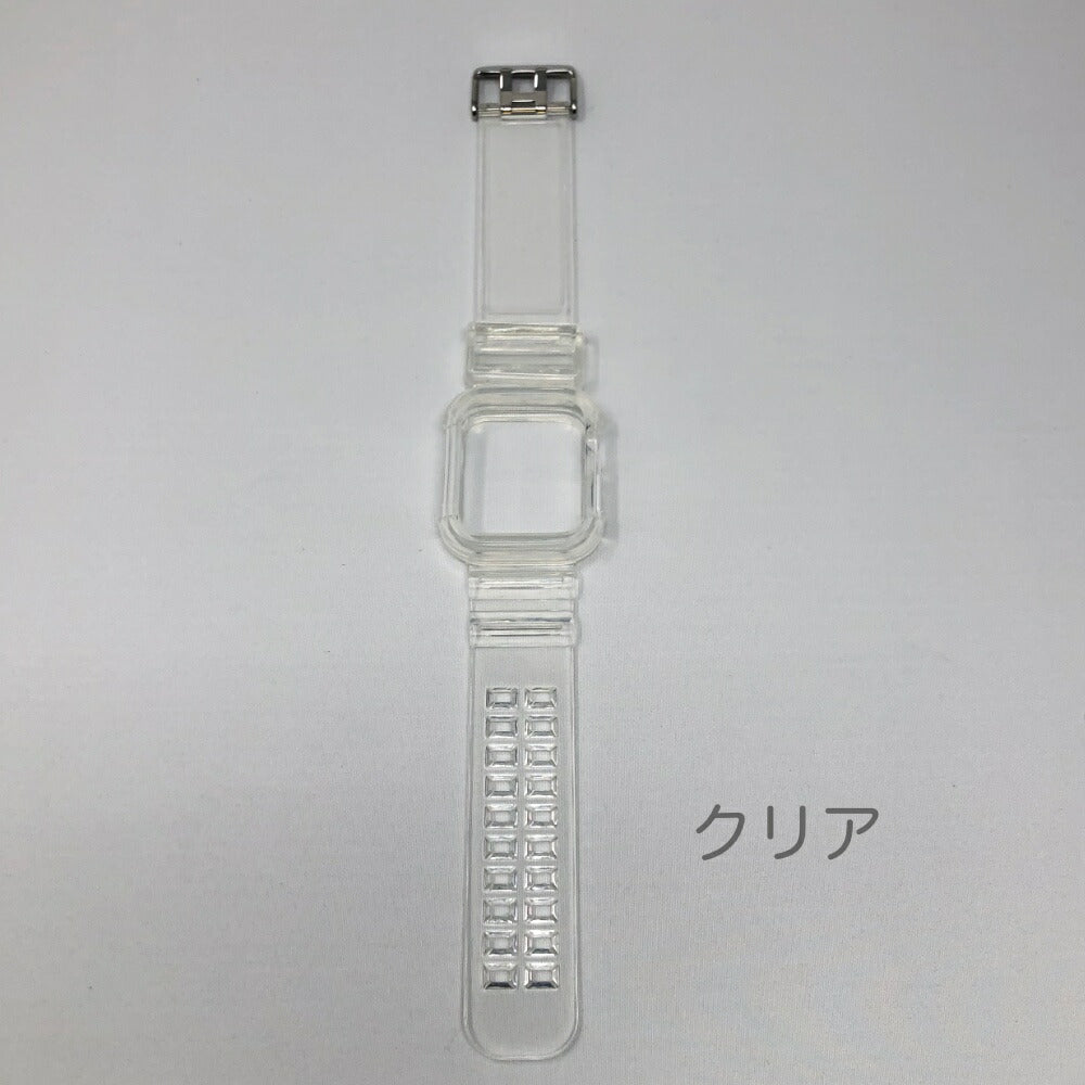 AppleWatch42/44mm38/40mm用ケース一体型クリアバンドアップルウォッチ交換用