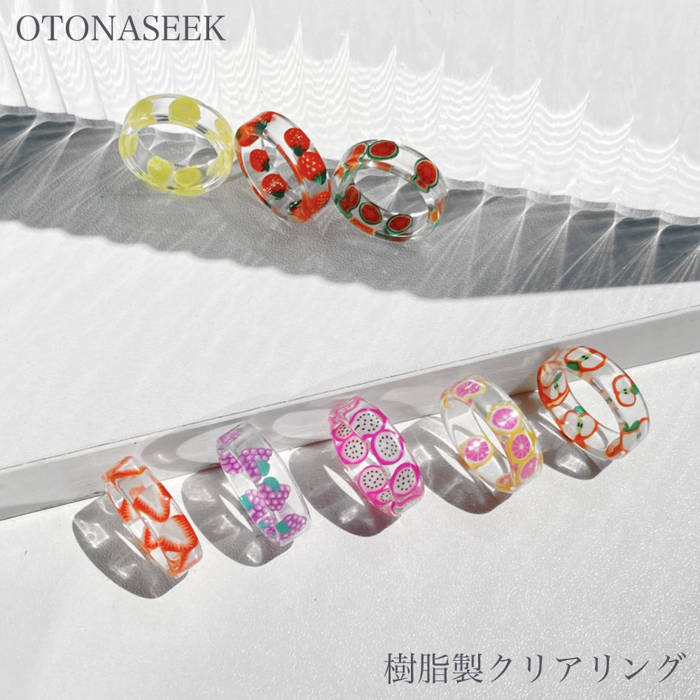 OTONASEEK 樹脂製レジンクリアリング02 Ring 韓国アクセサリ指輪