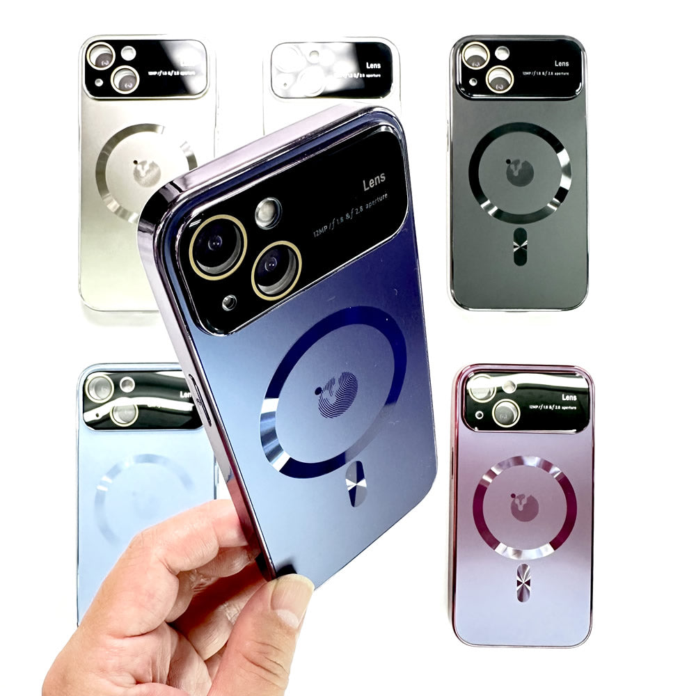 MagSafe対応 カメラプロテクトガラス搭載マットメタリックソフトケース 指紋汚れ防止のマットボディ カメラ全体を覆いしっかり保護