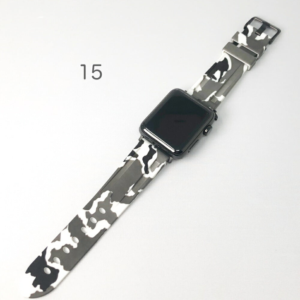 Apple Watch 交換ベルト 交換バンド カモフラ迷彩アーミー柄 No.10~21 シリコンバンド 38mm 40mm 41mm 42mm  44mm 45mm 49mm SE Ultra アップルウォッチバンド 交換ベルト 全21色