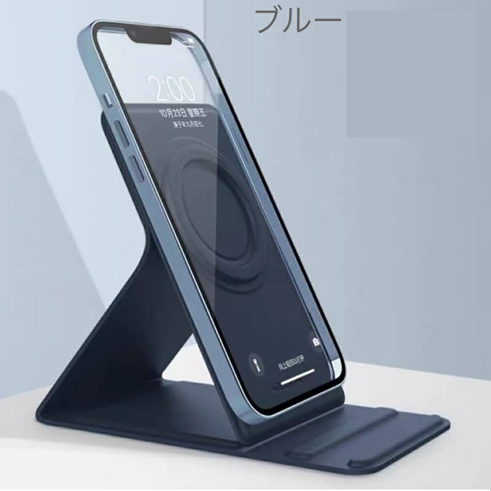 Nilkinコンパクトタブレットスマホ用スタンドスマートフォンスタンドPUレザーシリコン角度調整可能スタンドホルダーiPhone13磁気折り畳式スタンドホルダiPhone13シリーズ持ち運び便利全4色