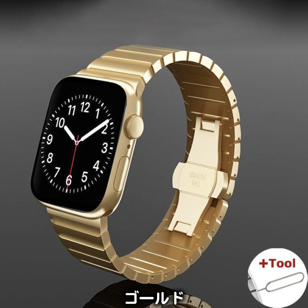 Apple Watch 各機種対応 蛇腹スタイルステンレススティールバンド TPUプロテクトカバー付属 38mm 40mm 41mm 42mm  44mm 45mm 49mmアップルウォッチ バンド