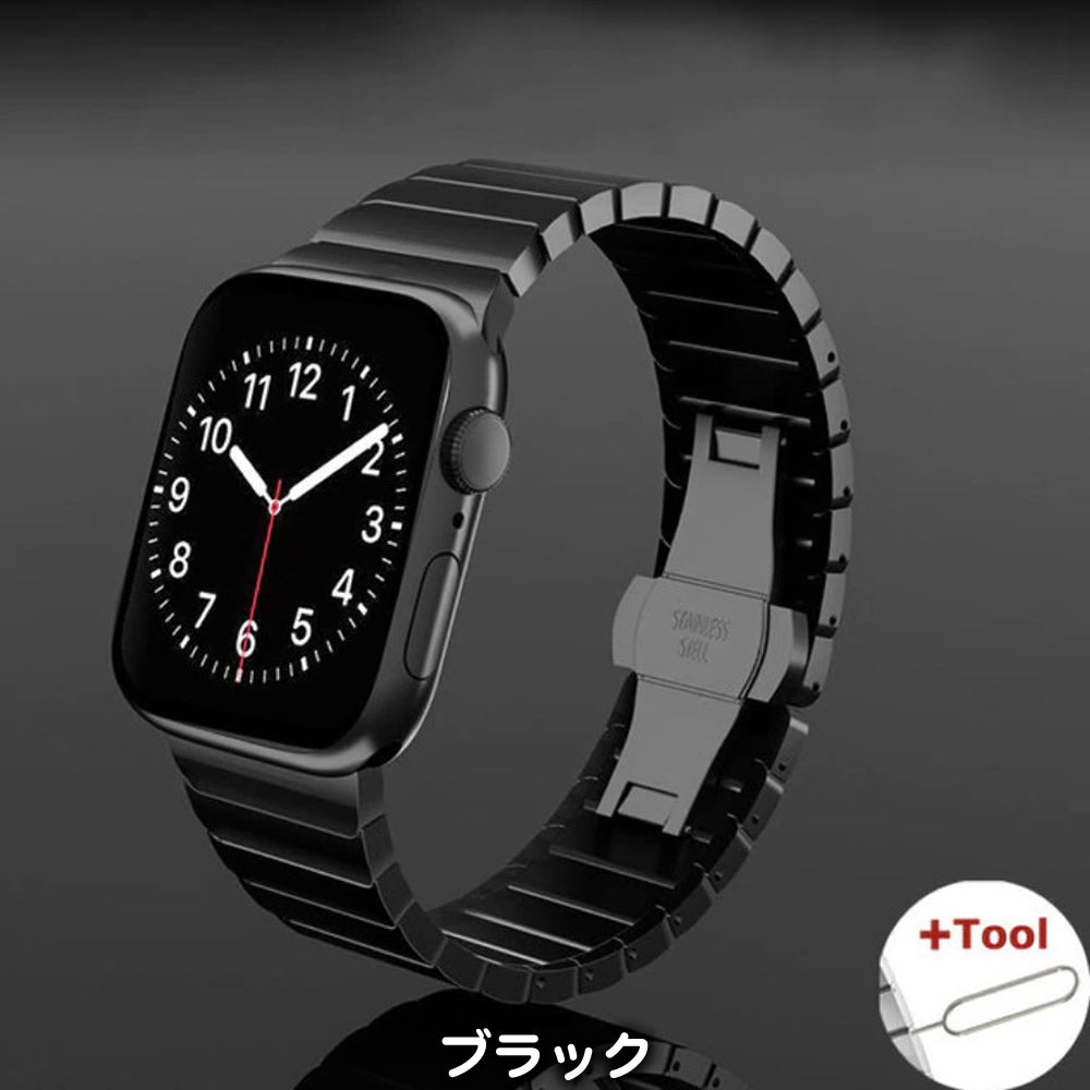 Apple Watch 各機種対応 蛇腹スタイルステンレススティールバンド TPUプロテクトカバー付属 38mm 40mm 41mm 42mm  44mm 45mm 49mmアップルウォッチ バンド