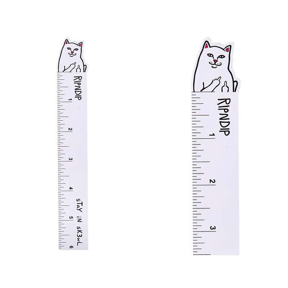 RIPNDIP NERM RULER WHITE リップンディップ 定規 じょうぎ 物差し ネコ 猫 文房具 RND3863