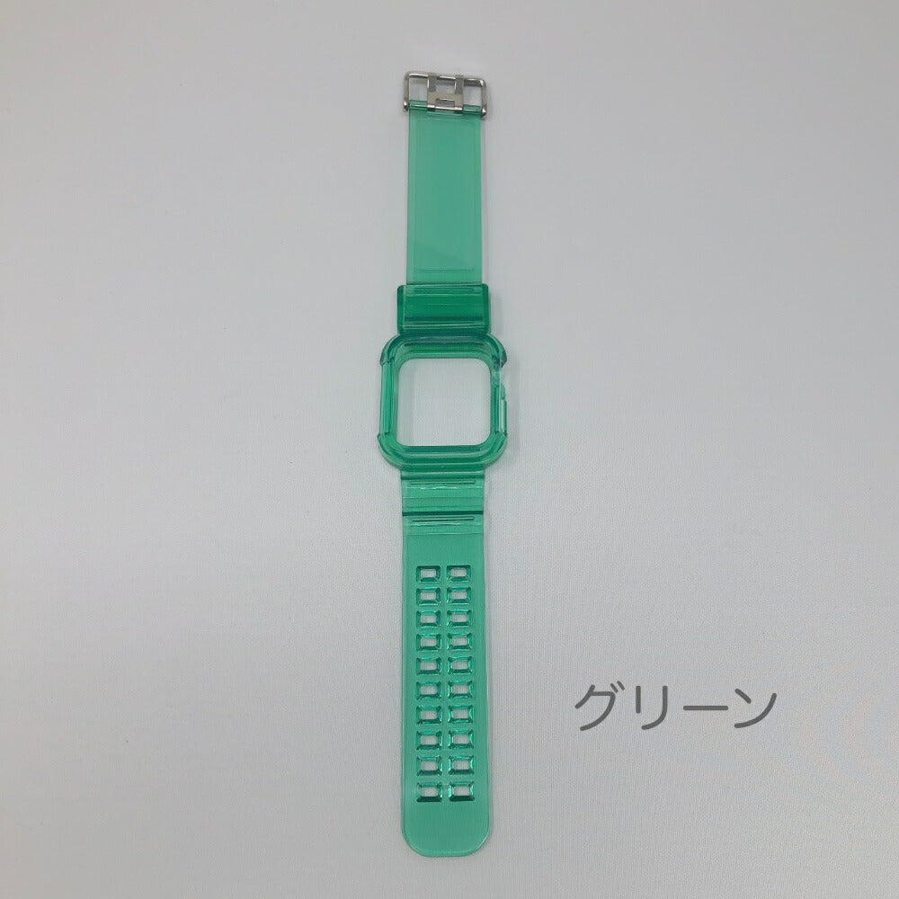 Apple Watch 42 44 45mm レザーバンド グリーン - レザーベルト